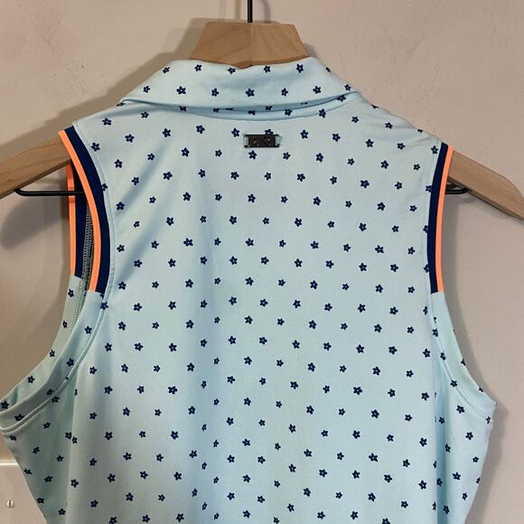 Under Armour Light Blue Ditsy Floral Sleeveless Polo Tank Top 1/4 Zip Sz M - Picture 6 of 9
